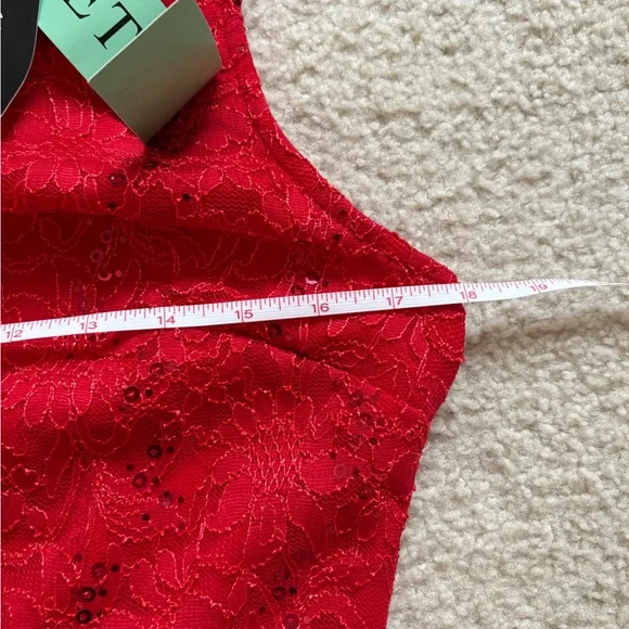 Candalite Petite red stretchy sparkly bodycon formal Valentine’s dress, sz PL - Picture 4 of 7